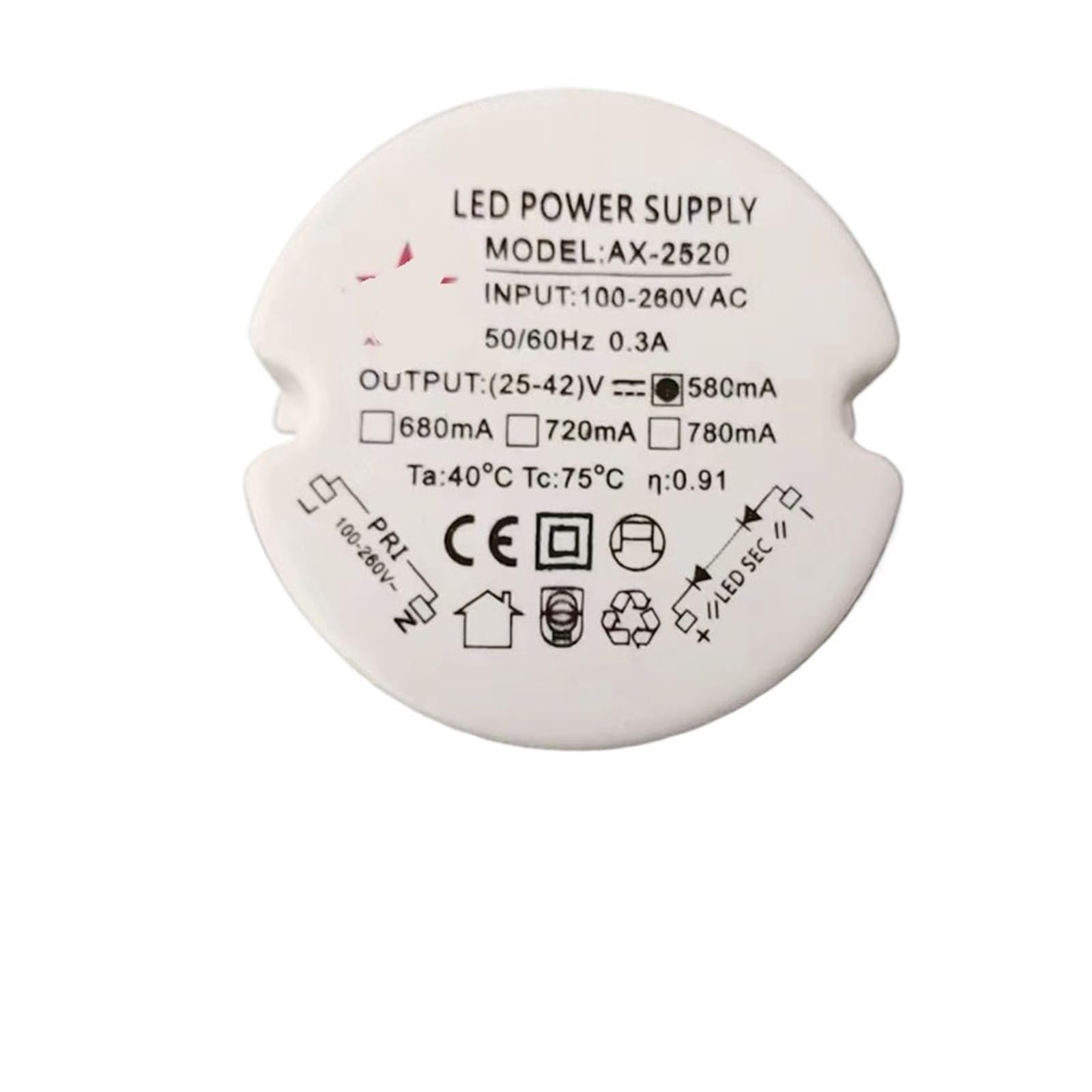 Alimentation LED de rechange pour spot de rail de magasin 25W 580mA