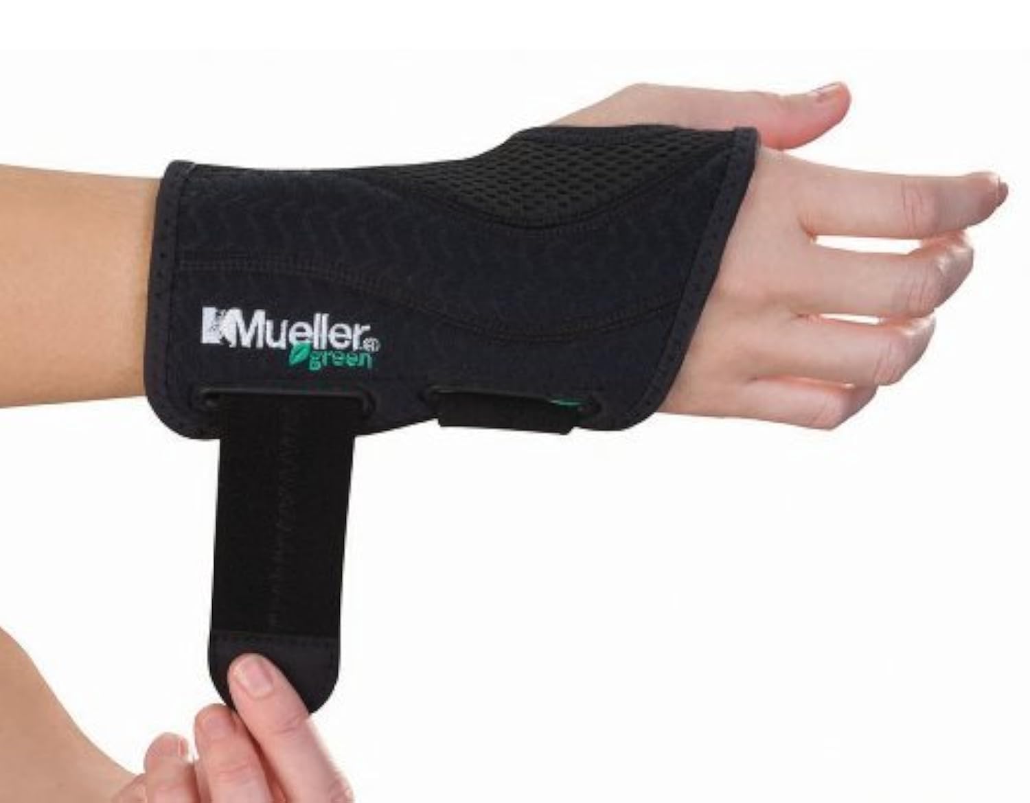 Mueller Fitted Wrist Brace Green Line Right Fitted Wrist SM MD 5-8