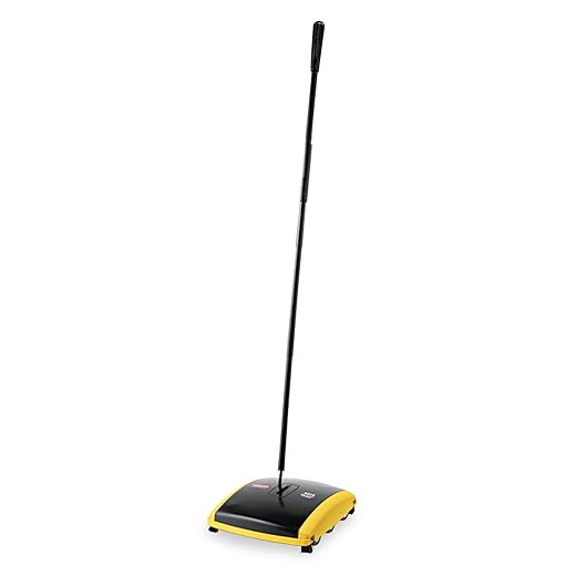 Rubbermaid Commercial Products Executive Series 7.5" Dual-Action Bristle Mechanical Sweeper, Cordless, Black, Collects Dust, Dirt, and Debris from Hard Floors and Carpet
