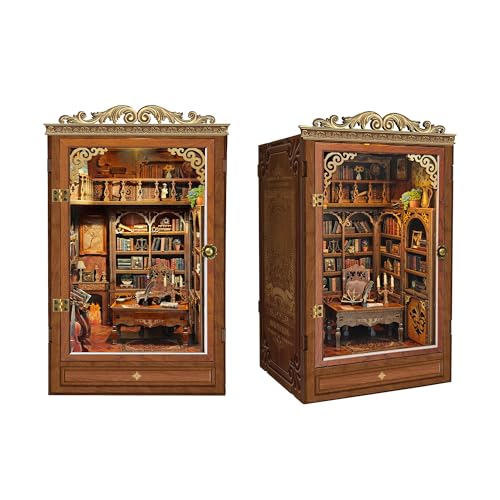 STRUCWOOD Book Nook Kit, DIY Mini Vintage Library for Stress Relief, 3D Wooden Puzzle Bookshelf...