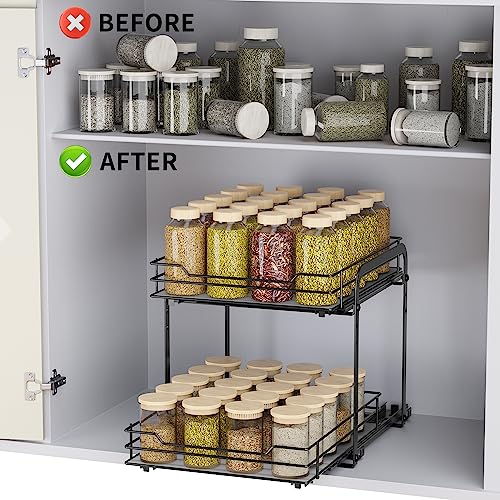 RCHYFEED Spice Rack Organizer for Cabinet, 2 Tier Pull Out Spice Racks for Inside Cabinets & Pantry, Height Adjustable Heavy Duty Vertical Spice Shelf for Seasoning Organizer(9.5" Wx10.5 Dx9.5 H) 8 RCHYFEED Spice Rack Organizer for Cabinet, 2 Tier Pull Out Spice Racks for Inside Cabinets & Pantry, Height Adjustable Heavy Duty Vertical Spice Shelf for Seasoning Organizer(9.5" Wx10.5 Dx9.5 H) - Image 6