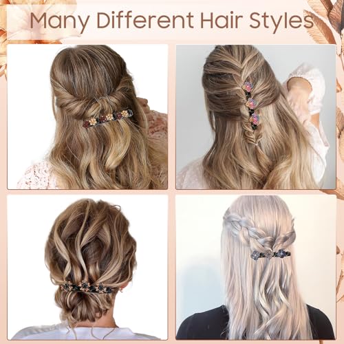 Pinzas para el cabello trenzadas con cristales brillantes 4 piezas miniatura 3