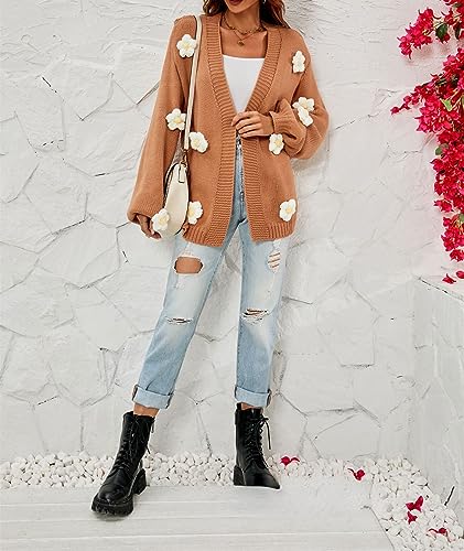 Image of Womens Y2K Cute Cardigan Sweaters Open Front Cropped Flower Knit Jacket Vintage Preppy Aesthetic 90s Clothes Kawaii Sweater