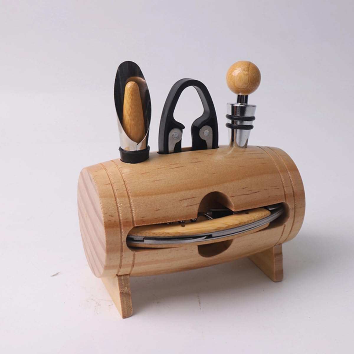 Set di accessori per vino a forma di botte, set di cavatappi, accessori per vino, apribottiglie da sommelier con apribottiglie per la decorazione della casa e delle feste
