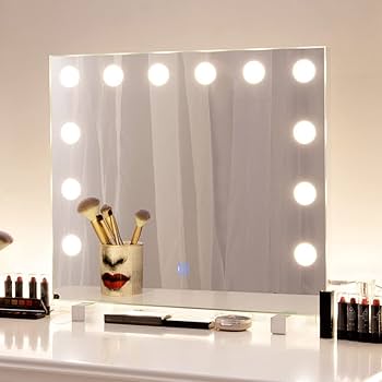 Amazon | Chende 女優ミラー おしゃれ 三色調光 無段階調光 12LED