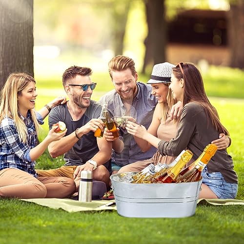 Mwellewm Galvanized Tub 2 Pcs 3 Gallon Metal Beverage Ice Buckets For Parties Drink Wine Beer Champagne Vintage Tin Large Buckets With Scoops For Cocktail Mimosa Bar Supplies thumb #2