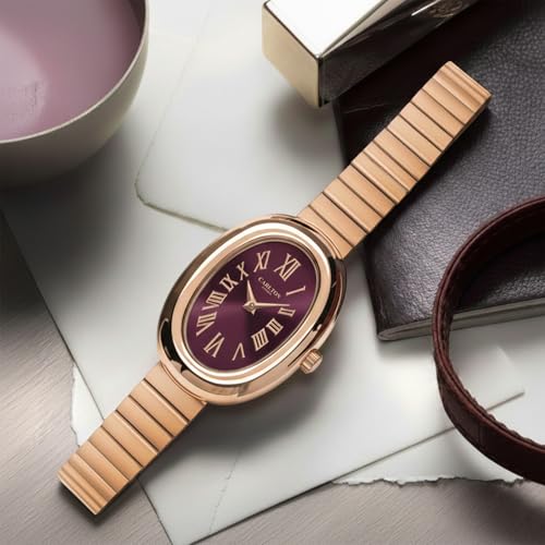 Image of Carlton London Women Daphne Analog Watch, Oval Dial, Stainless Steel Strap, Quartz Movement, Dial, Rose Gold Strap, 30M Water Resistant, Casual Wear |