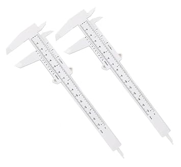 Plastic Vernier Caliper Gauge,2 PCS 150mm 6 Inch Calipers Measuring Tool Vernier Measuring Eyebrow Caliper Micrometer Measurement for Precision Measurements Outside Inside Depth