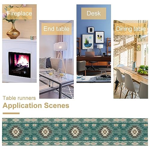 Image of Ethnic Southwestern Table Runner,Navajo Tribal Native American Boho Geometric Pattern Aztec Table Runner for Kitchen Table Dining Room Coffe 13x72 inch