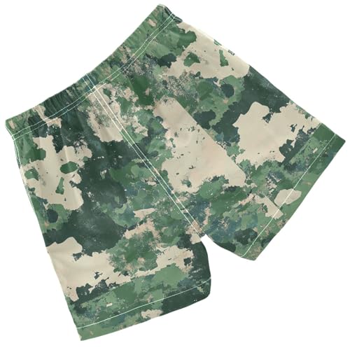 Pigsaly Boys' Swim Board Shorts Watercolor Green Army Camo Boy's Swim Trunks Kids Swimwear S2