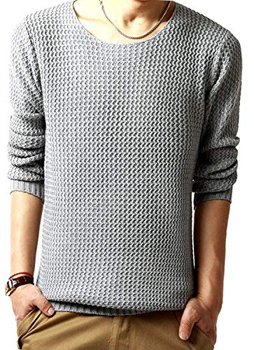 [エムズ ミミ] クルーネック ニット セーター 長袖 トップス メンズ カラー ライトグレー ロング Tシャツ 無地 カジュアル 長そで シンプル コーデ きれいめ カジュアルシャツ 大人 春 春夏 秋 秋冬 ながそで ストリート ストリート系 はるなつ はる お兄系 かっこいい パジャマ カットソー おしゃれ 20代 30代 40代 50代 グレー 灰色 大きい おおきい サイズ XL 浅灰