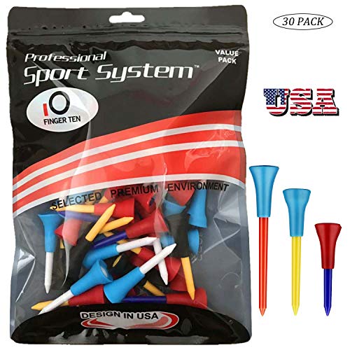 Golf Tees 2 1/8 inch Plastic Unbreakable Bulk Multicolor Value 30 Pack, Soft