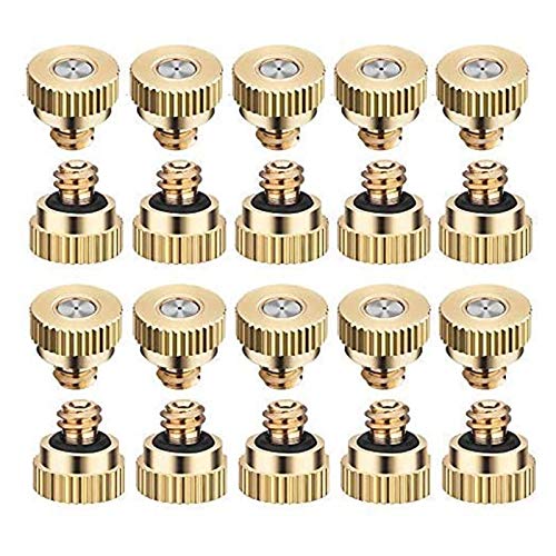 120pcs Brass Misting Nozzles for Outdoor Cooling System Dust Control, Low Pressure Mister Nozzle Atomizing Misting Sprayer Fog Nozzles for Garden, Humidification, Landscaping Thread UNC 10/24 (0.6mm