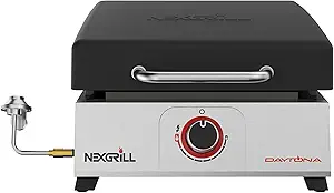 Nexgrill Daytona 1-Burner Portable Gas Griddle with Built-In Lid, 12,000 BTUs, 271 SQ In Cooking Space, Small Tabletop Propane Griddle for Outdoor Cooking, Camping, BBQs, and Parties - 820-0081