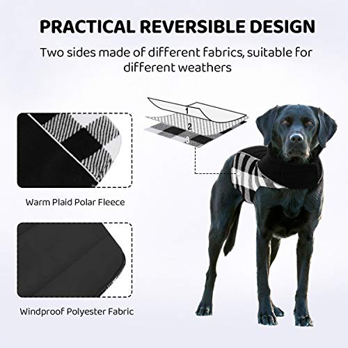 CITÉTOILE Warme Hundemantel Winter, Hundemantel mit Bauchschutz, Wintermantel für Hunde mit Reflektierend, Wendbarer Hundejacke Hundekleidung mit Geschirrloch, Schwarz, S