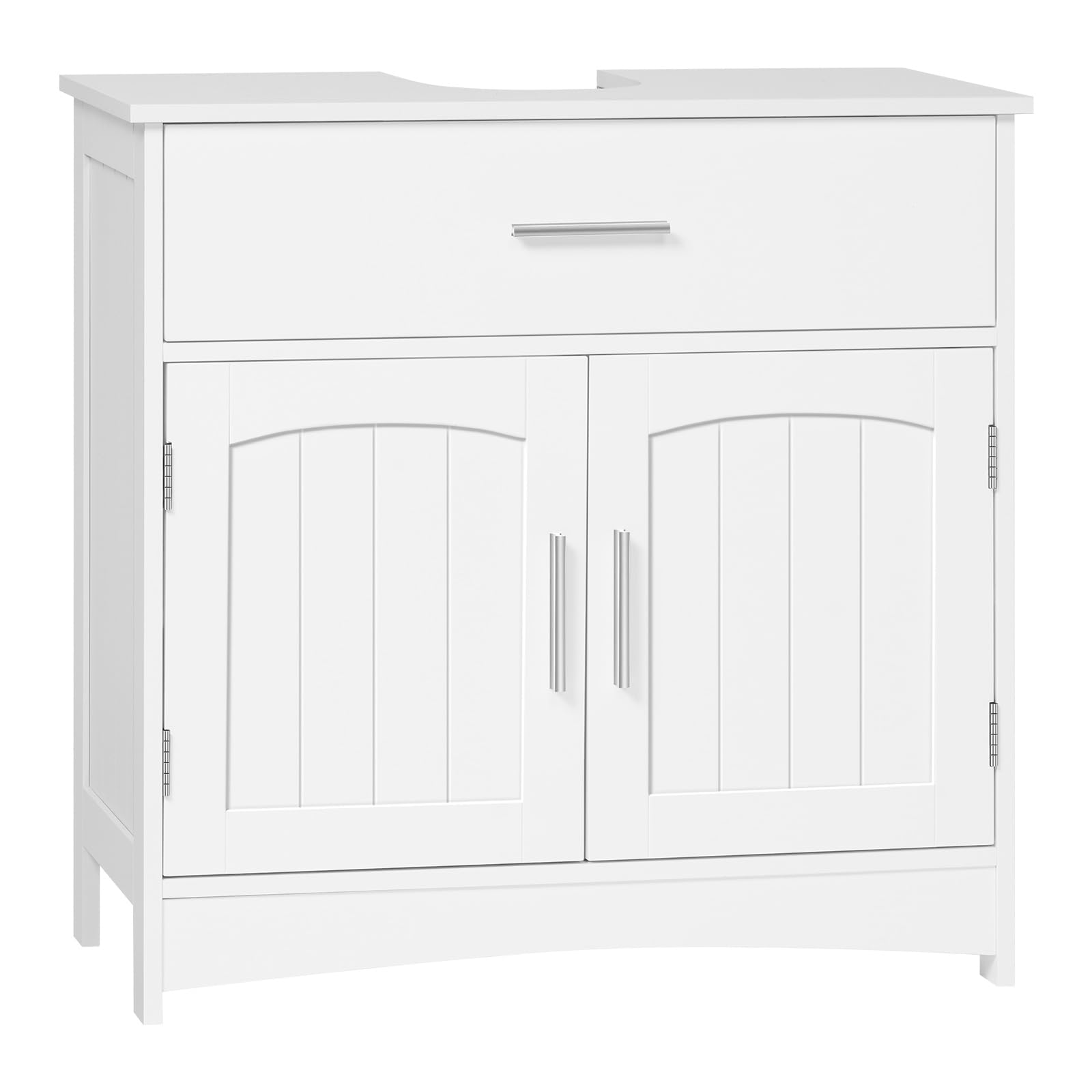 EUGAD Waschbeckenunterschrank, Badezimmerschrank mit Schubladen, 2 Fächer hinter Tür, verstellbare Ablage, Badezimmer Unterschrank, Waschtischunterschrank weiß, 60x60x30 cm