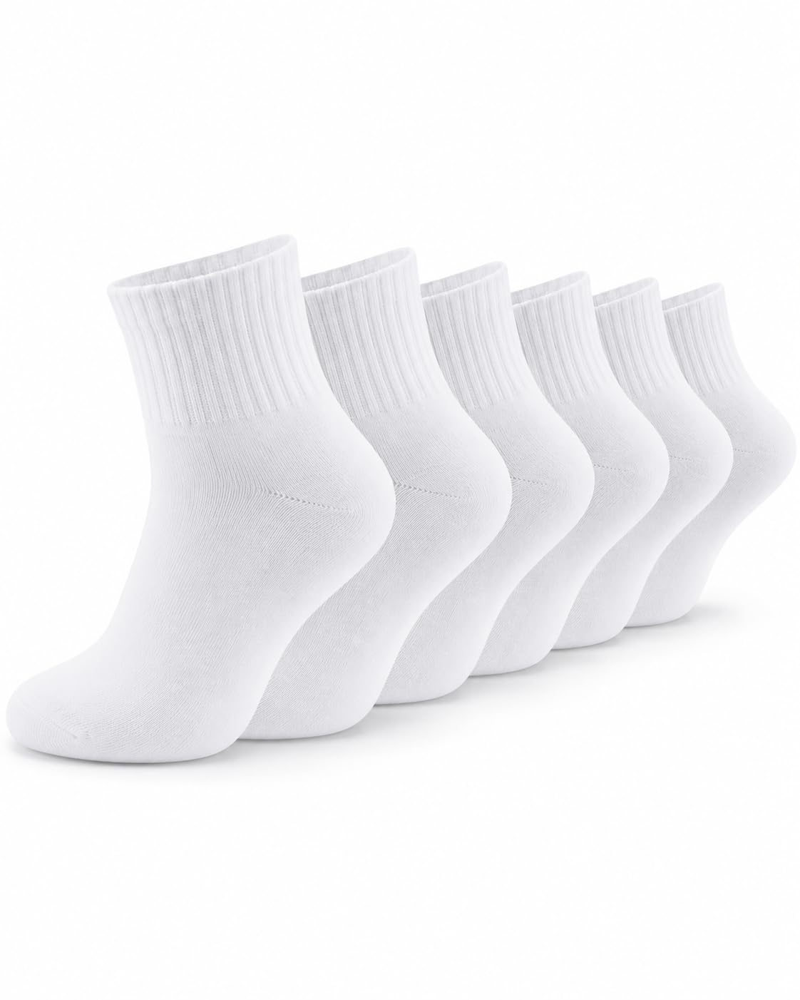 Pack of 3 Pairs x 2 = 6 Socks unisex Towel cotton White ankle Length Socks for sports office school college wear (Free Size)-picture-31