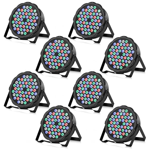 8PCS LED Stage Lights RGB - 54x3W DJ Par Lights,Gradient,DMX Controlled Sound Activated Auto,Strobe Wash Lights for Party Home Wedding Concert Church Festival Dance Floor Lighting