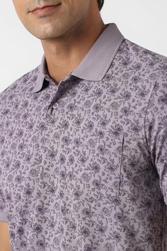 Image of Peter England Men's Cotton Abstract Floral Print Polo T-Shirt - Casual Wear | Stylish & Breathable