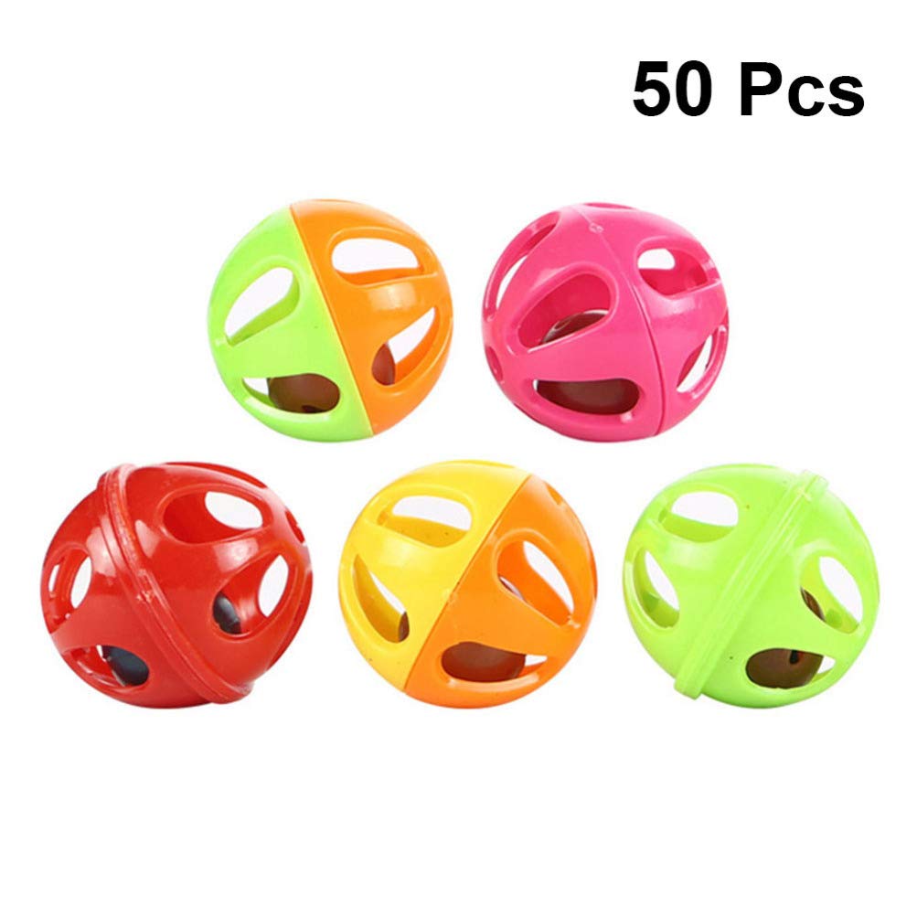 POPETPOP 50pcs Cat Bell Ball Toy for Cats Cat Training Ball Cat Energy Toys Cat Craft Toys Bulk Toys Two-Color Toys Pet Playing Ball Cat Toys Interactive Round Pet Ball Hamster
