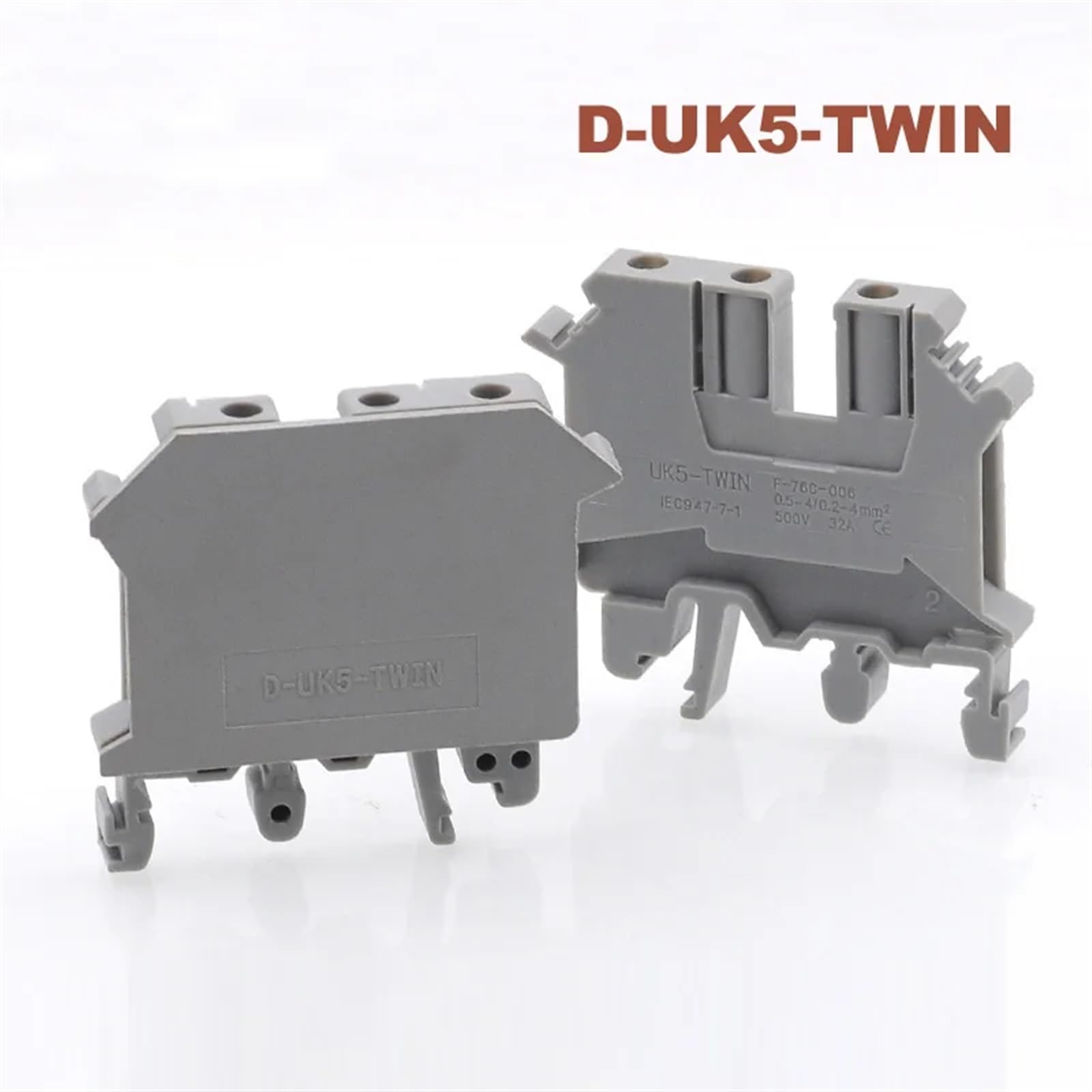 Terminales de D-UK5-TWIN Entrada de placa final Bloque de terminales de tornillo de carril DIN doble Separador de deflector de sellado Bornier UK5-TWIN (Size : 20pcs)