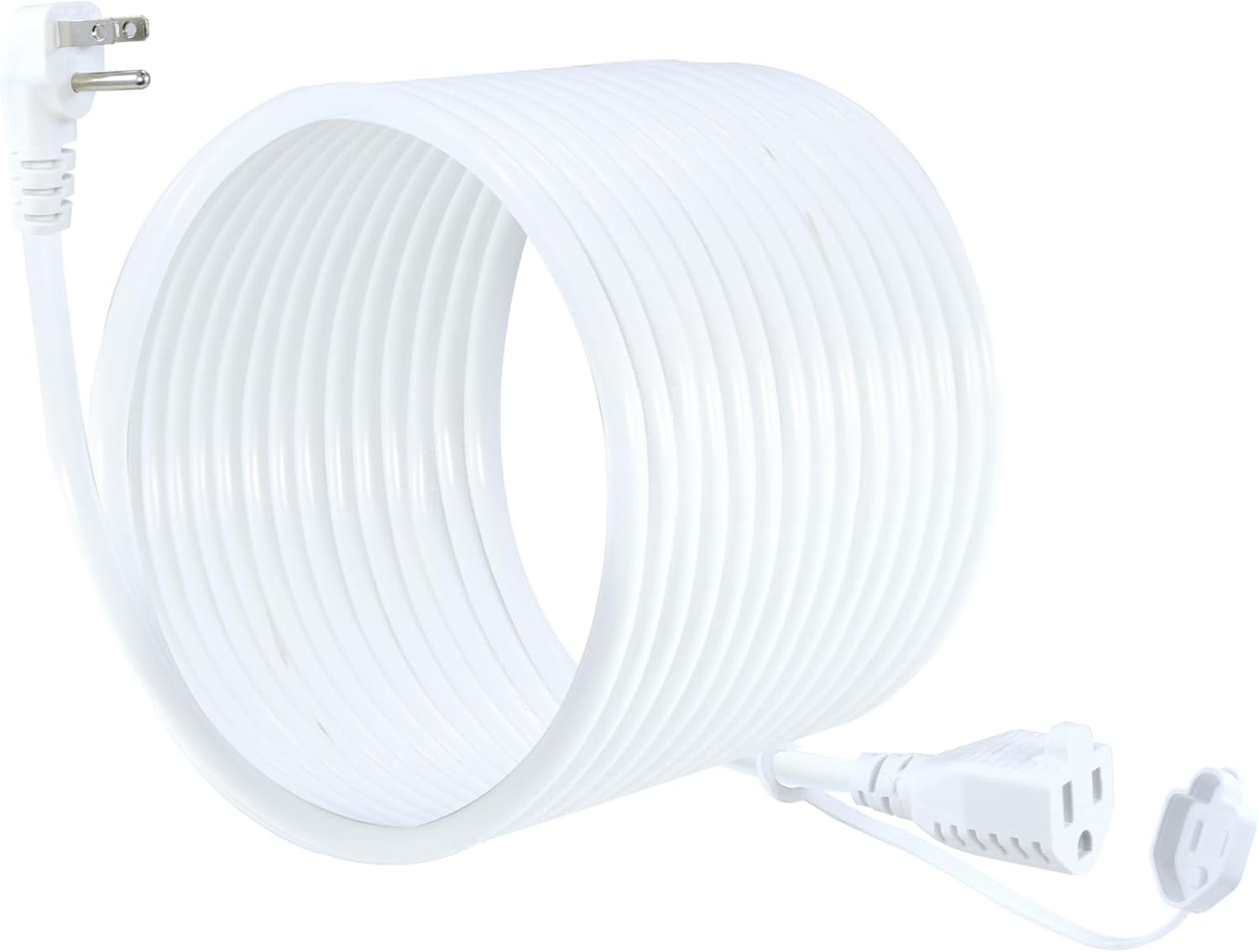25FT 16Gauge White Outdoor Extension Cord 90Degree Flat Plug Outdoor