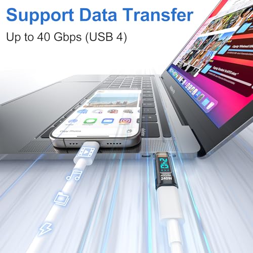 240w usb c adapter power meter tester 2 pack - wattage voltage amperage led digital display type c male to female extension connector for iphone 1516 macbook ipad amp more usb-c cablesdevices