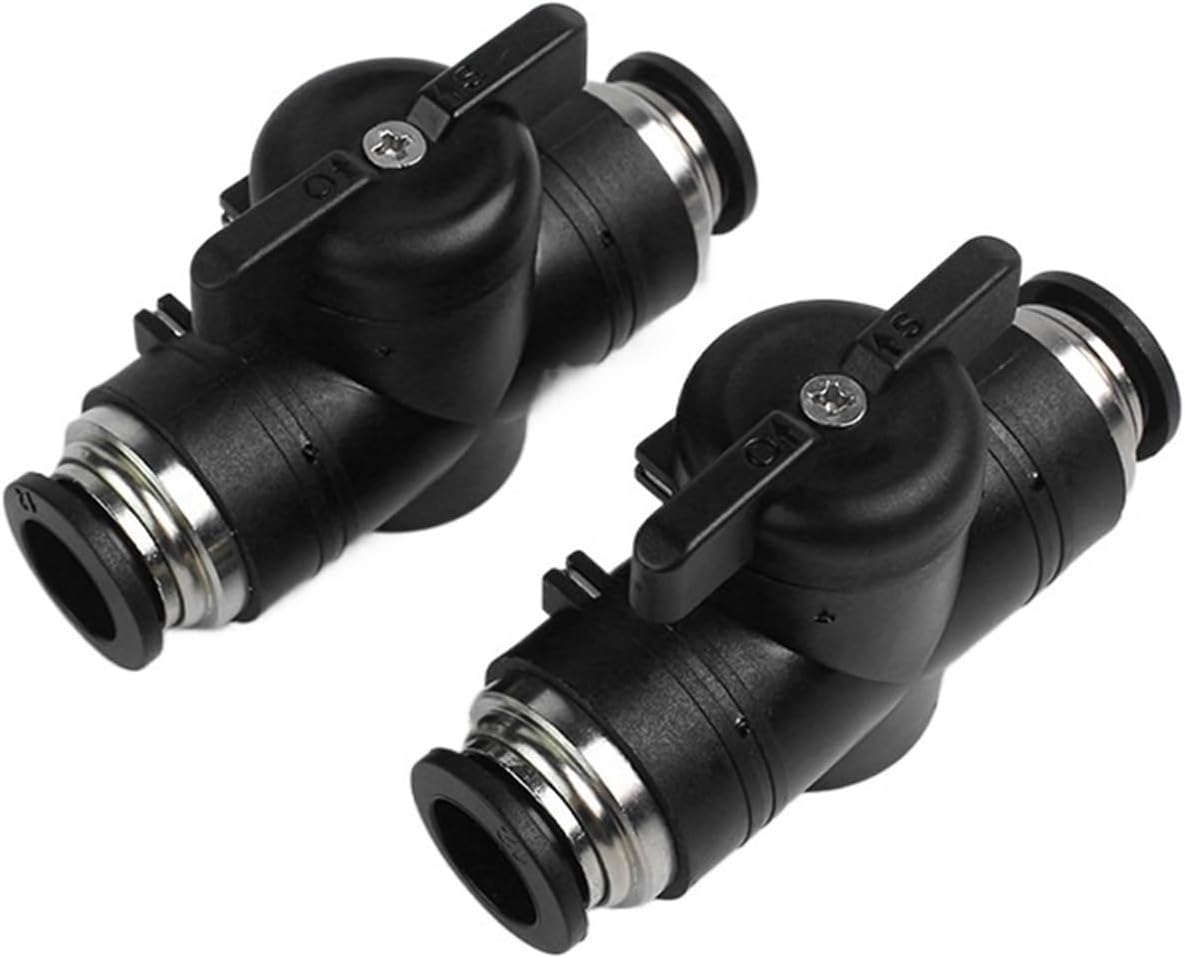 1 Pcs BUC-4mm/6mm/8mm/10mm/12mm black pneumatic switch quick plug PU air pipe joint hand valve air valve ball flow limiting(Color:BUC4)
