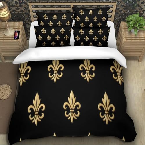 Parure de lit Fleur de Lys impression 3D microfibre de qualité supérieure