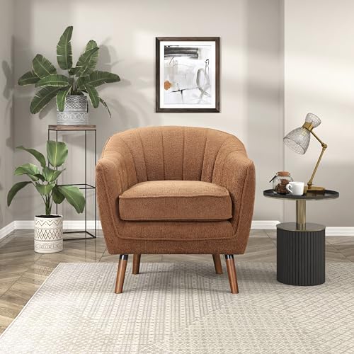Lexicon Alard Tufted Fabric Barrel Accent Chair, Rust