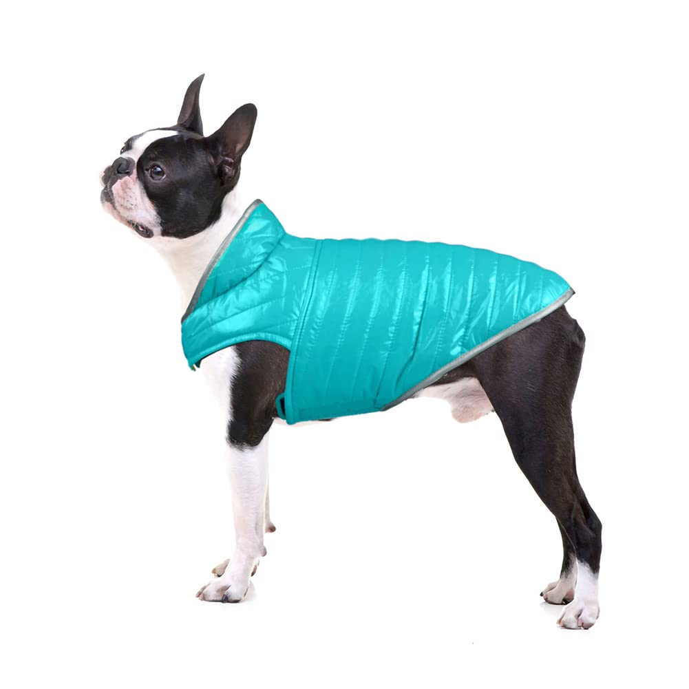 FUNAT Reversible Extra Warm Dog Coat, Light Down Double-Sided Pet Cotton Coat, Adjustable Lightweight Dog Puffer Jacket for Small Medium Dogs