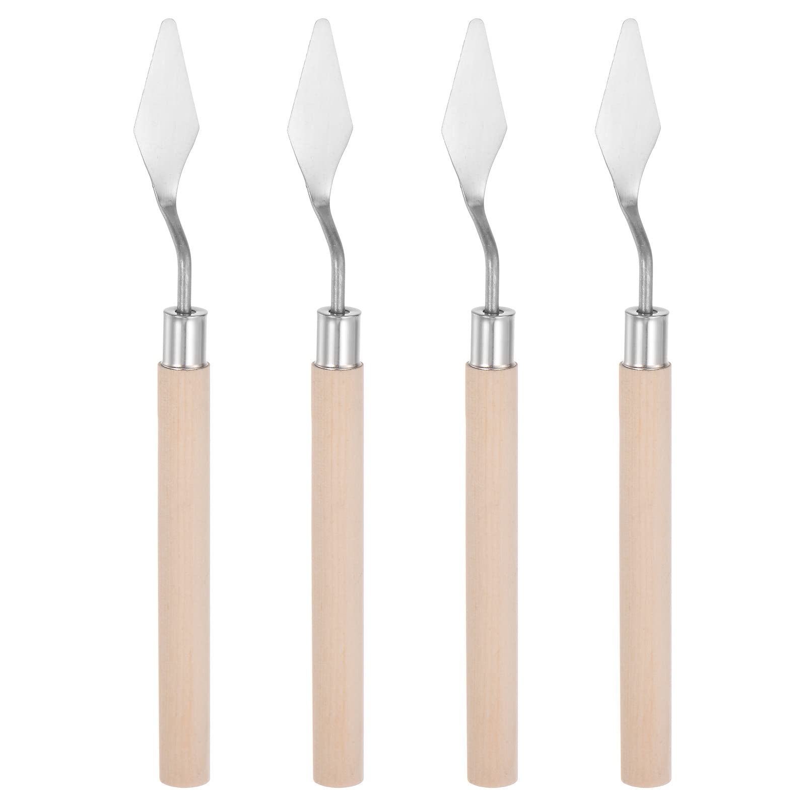 HARFINGTON 4pcs No.3 Palette Knives 14mm Width Stainless Steel Large Pointy Spatula Painting Pallet Knife with Wood Handle for Oil Acrylic Canvas Mixing Spreading