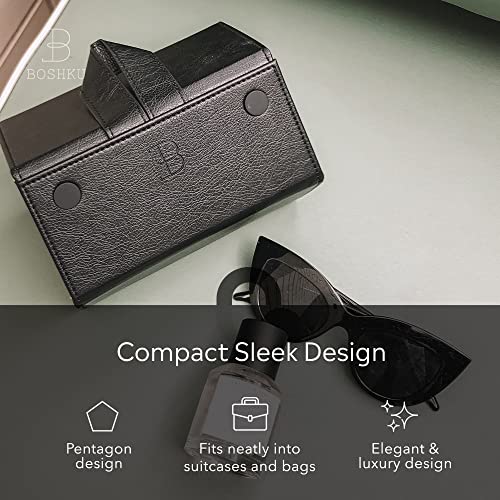 Travel Jewelry Organizer Jewelry Box – Luxurious, Compact Jewelry Travel Organizer W/Necklace Holder, Earring Organizer, Ring Holder, Hidden Compartments Jewelry Roll Case W/ 5X Capacity! (Black) #TOP1