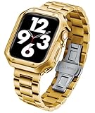 【Forte Compatibilité avec Design Élégant】 Ce bracelet de montre en acier inoxydable et son coque montre sont conçus pour Apple Watch Series Ultra/9/8/7/6/5/4/3/2/1/SE2/SE(49mm, 45mm 44mm 42mm, 41mm 40mm 38mm). Son design intemporel et ses matériaux de qualité en font un choix adapté aussi bien pour des occasions formelles que décontractées, rehaussant le style global de votre montre.