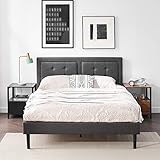VECELO Upholstered Platform Bed Frame with Height Adjustable Headboard/Mattress Foudation,with...