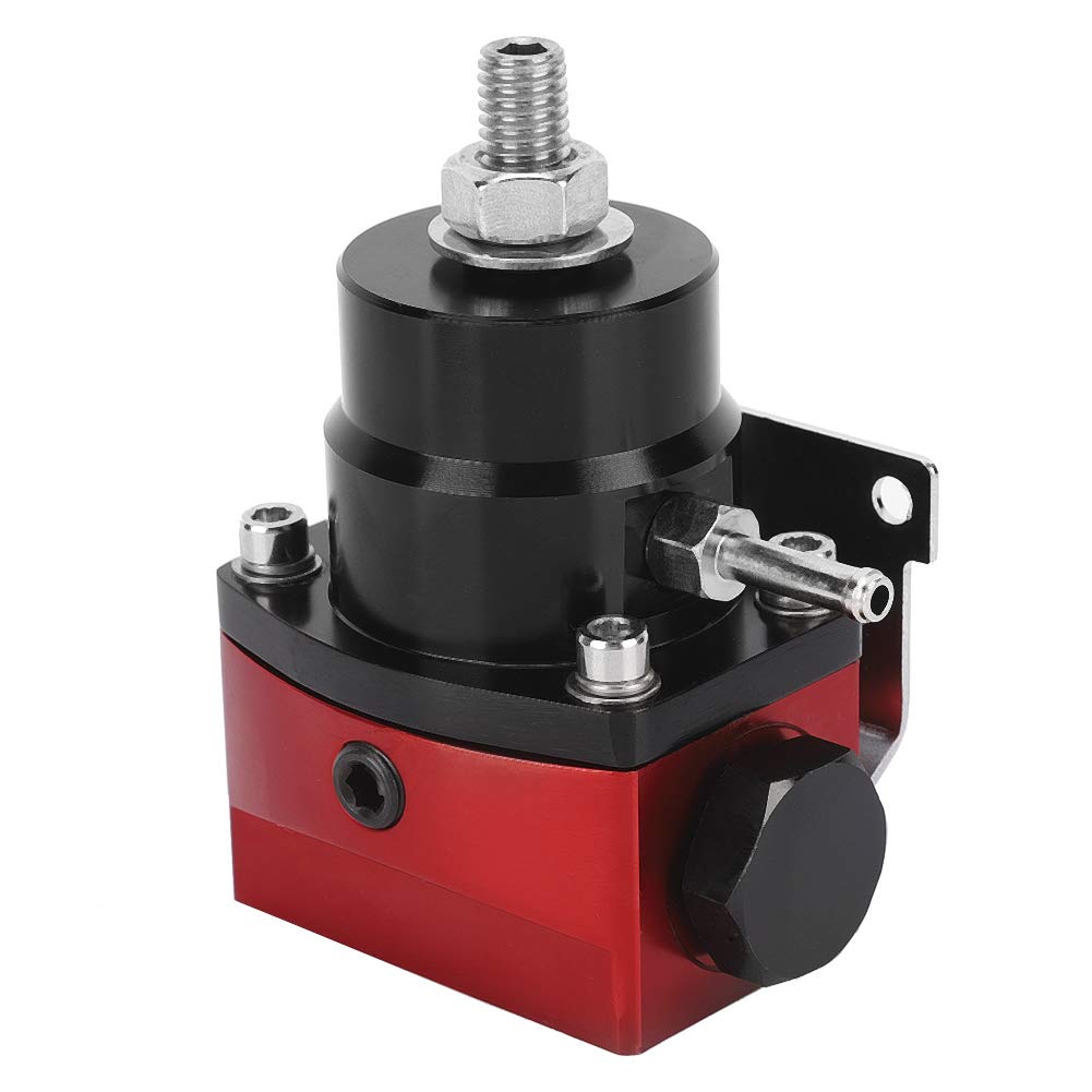 Kit de régulateur de pression de carburant de voiture réglable universel avec jauge, régulateur de pression de carburant haute performance, 3 ports 2 entrées 1 conception de (Noir Rouge)