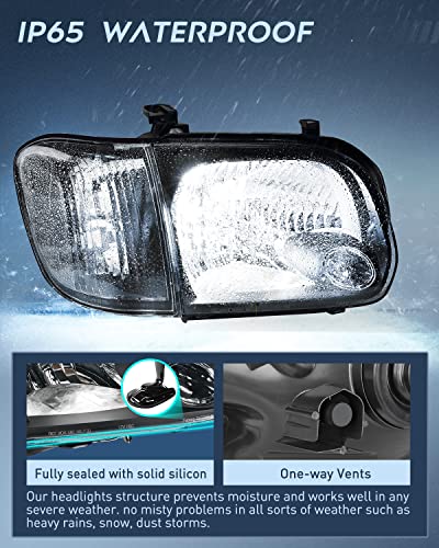 Image of Nilight Headlight Assembly for 2005 2006 Toyota Tundra 4 Door Double Crew Cab 2005 2006 2007 Sequoia Pickup Replacement Black Housing Clear Reflector Driver and Passenger Side
