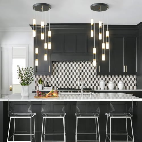 Image of 5-Light Modern Pendant Light Kitchen Island Light Fixture Dimmable LED Black Mini Pendant Lights Dinning Room Kitchen Black Gold Pendant Lighting