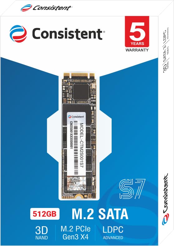 Image of Consistent 512GB M.2 NVME SATA 2280, Fast Performaning SATA Internal Solid State Drive - Read Speed 540MB /s & Write Speed 450MB /s - 5 Years Warranty