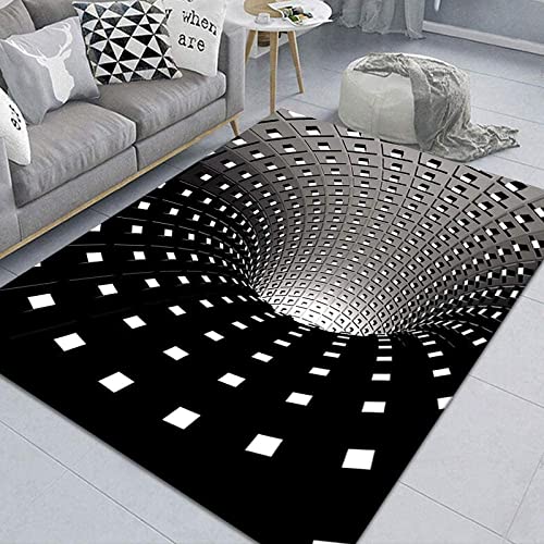 Tapis damier vortex géométrique à effet tridimensionnel pour décoration intérieure - 4
