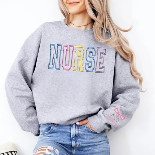 Custom Nurse Sweatshirt, Personalized Nurse Sweatshirt with Stethoscope Bow, Nursing School Graduation Top4