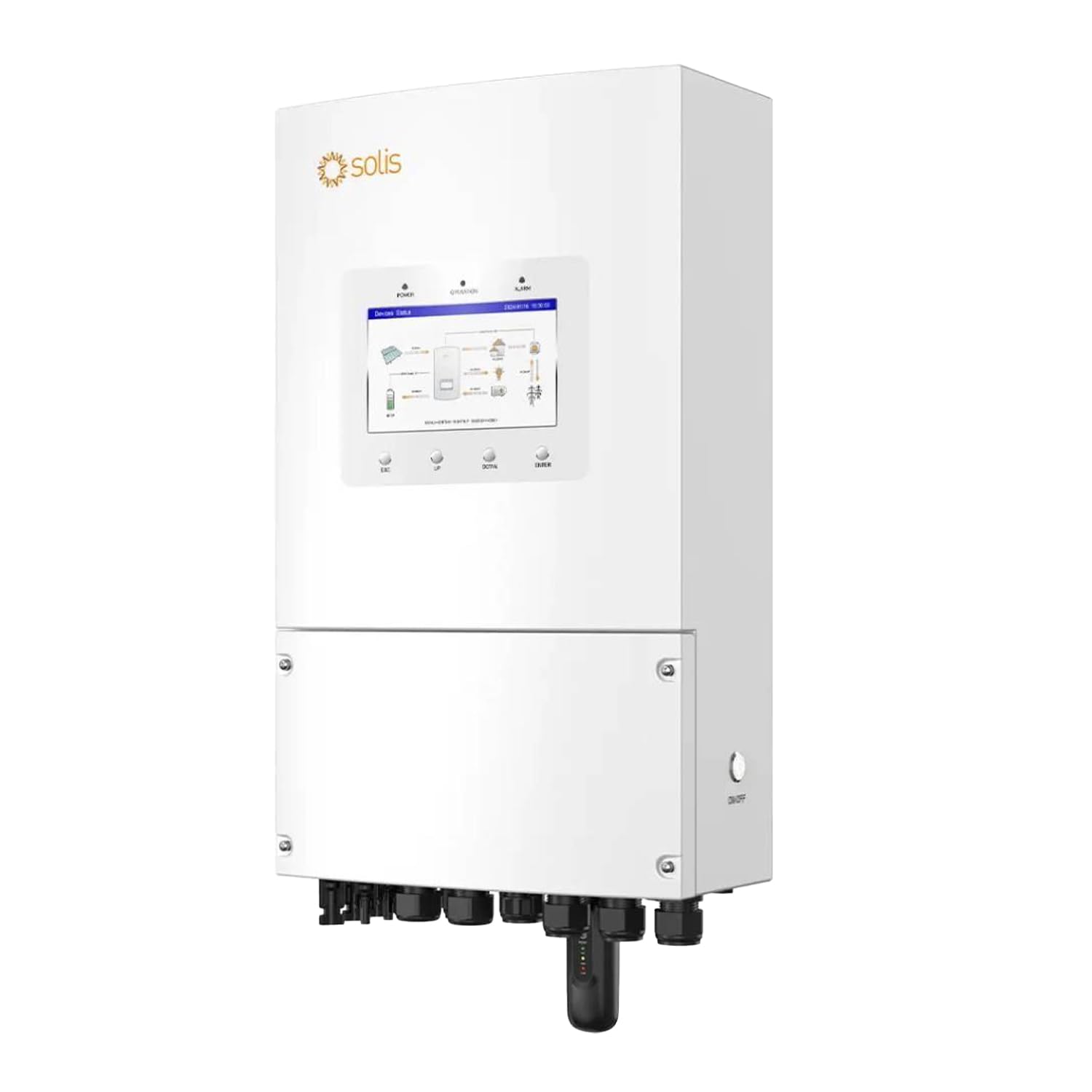 Inverter Fotovoltaico Solis Monofase Ibrido On-Grid/Off-Grid 6kW CEI 0-21 con Schermo LCD a Colori, WiFi e TA Inclusi Garanzia 10 Anni IP66