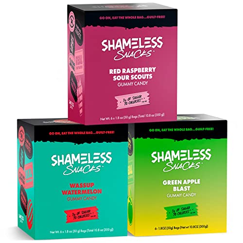 Shameless Low Carb Keto Gummy Bundle – Red Raspberry, Watermelon & Green Apple Gluten Free Candy