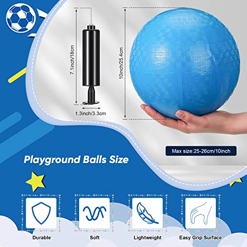 Sumind 12 Pcs 10 Inch Playground Ball Inflatable Kickballs Bouncy Dodgeball For Kids And Adults,Handball With Air Pump And 2 Mesh Drawstring Bags For Ball Games, Gym, Outdoor, School (Blue) #TOP1