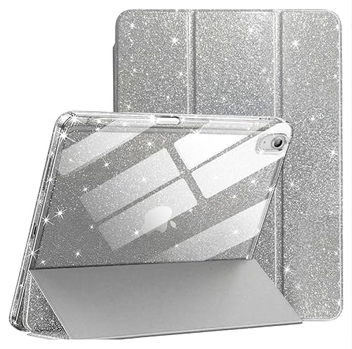 Image of ProElite Case Cover for Apple iPad (A16) 11th /10th Generation (2025 /2022), Transparent case Cover with Pencil Holder for iPad 11th /10th Gen 2025 /2022, Glittering Silver