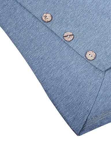 Maternity Nursing Tops, Quinee Women Round Neck Short Sleeve Casual Button Side Double Layered Breastfeeding Tunic A Line Soft Clothes Chic Lounge Wear Shirts Light Blue S — view 4