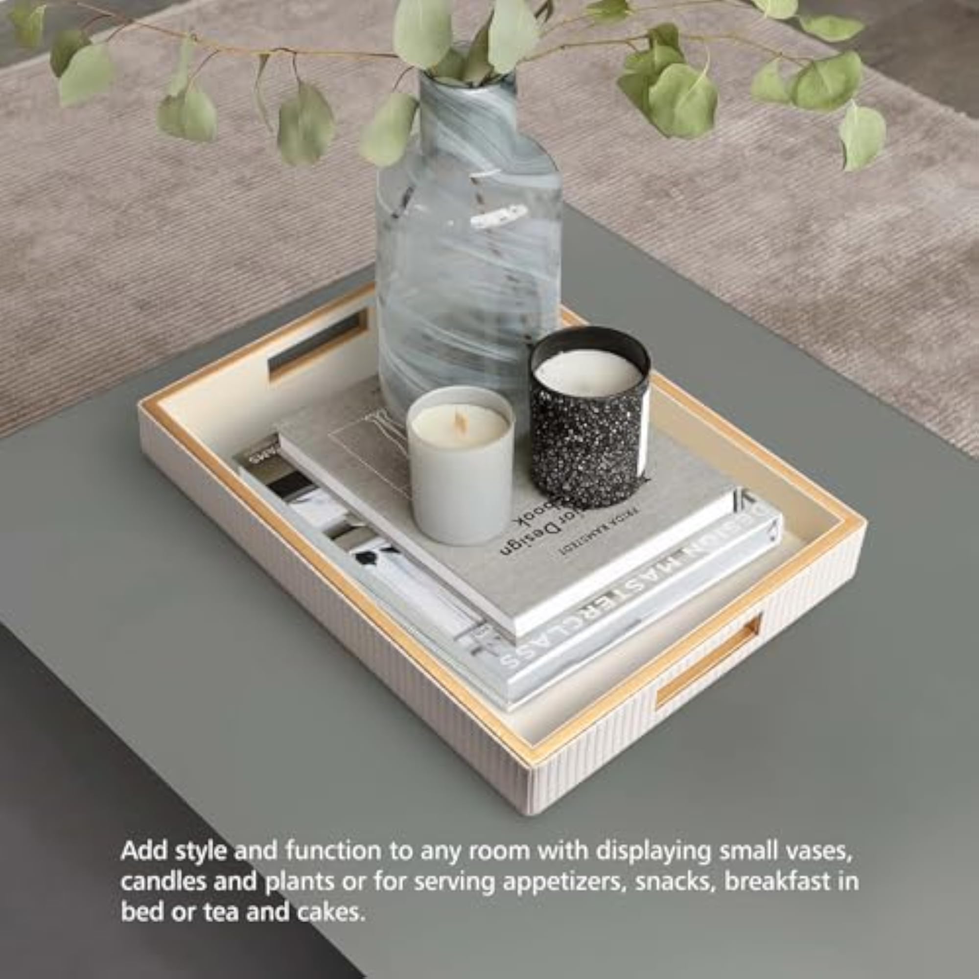 Leather Tray Desktop Storage Organizer, Rectangle