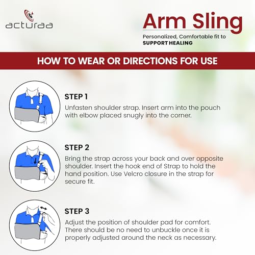 Image of acturaa Arm Sling Shoulder Immobilizer for Women and Men, fit Left or Right Arm - Rotator Cuff Support Brace - Medical Sling for Shoulder, Clavicle, Elbow Injury (Universal Size: Bust 28″-46″)