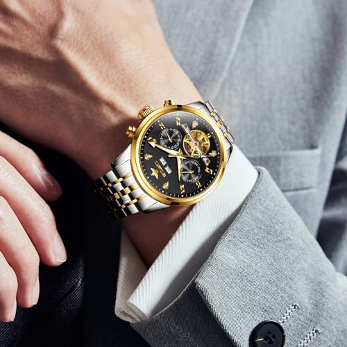 OUPINKE Men Skeleton Watch Automatic Mechanical Luxury Dress Waterproof Tourbillion Sapphire Crystal Wrist Watches for Men3