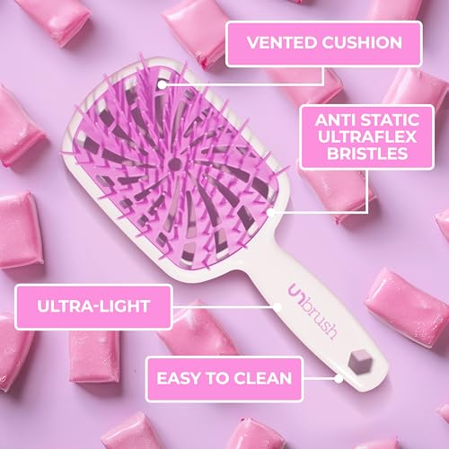 Image of FHI Heat UNbrush Plus - Curly Hair Brush for Gentle & Effective Detangling on Wet or Dry Fragile Hair Types - Detangler Brush w / 84 UltraFlex Bristles, Ultra-light, Vented, Anti Static Hairbrush